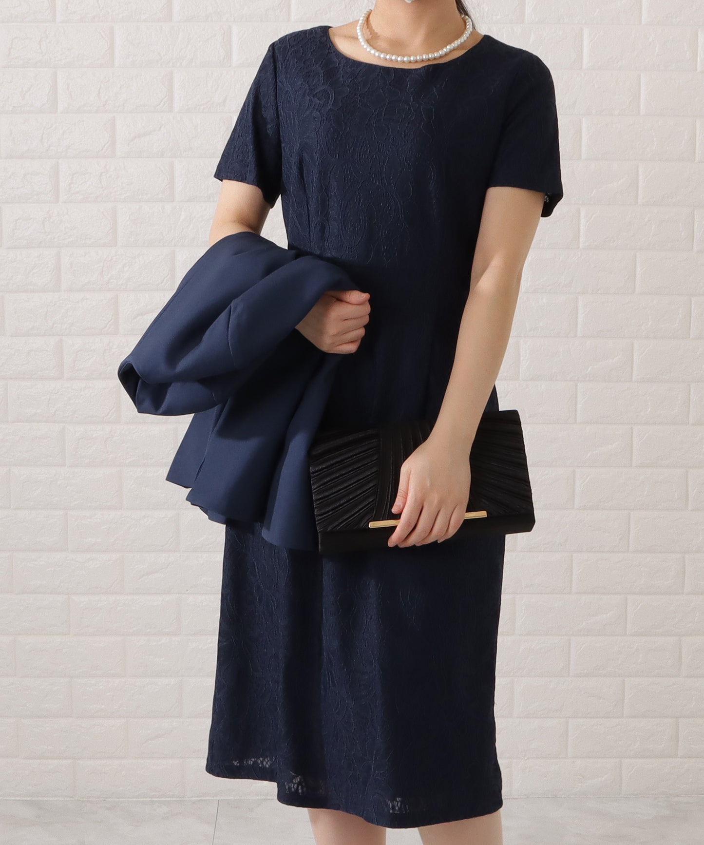 タックペプラムジャケット&レースワンピースセットアップ