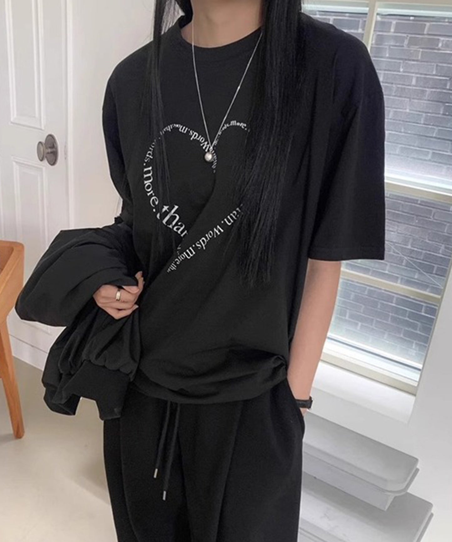 ハート ロゴプリント オーバーサイズ 半袖 Tシャツ