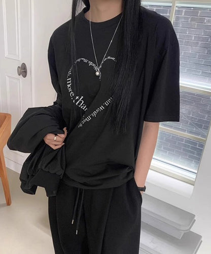 ハート ロゴプリント オーバーサイズ 半袖 Tシャツ