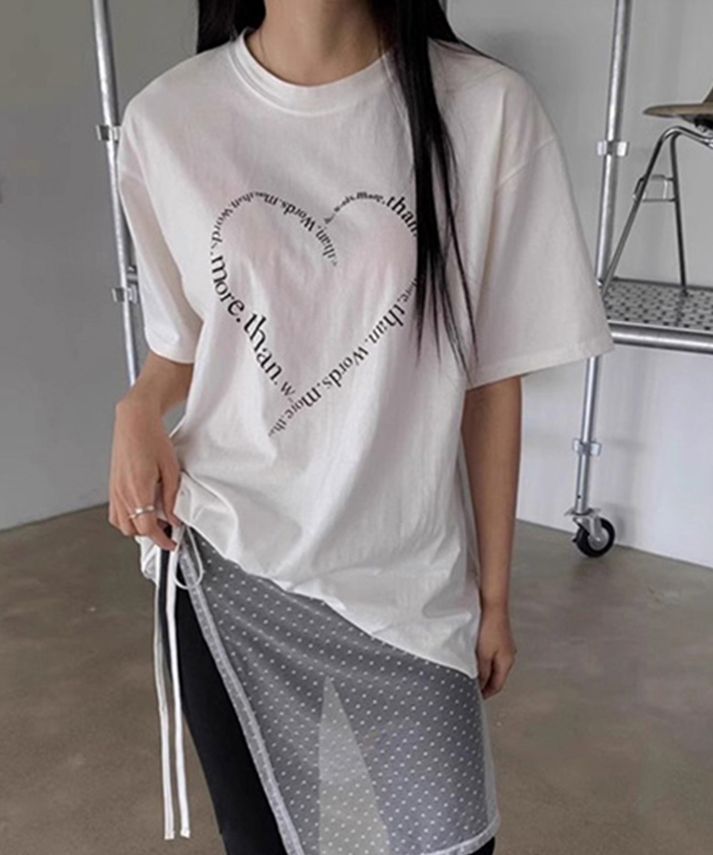 ハート ロゴプリント オーバーサイズ 半袖 Tシャツ