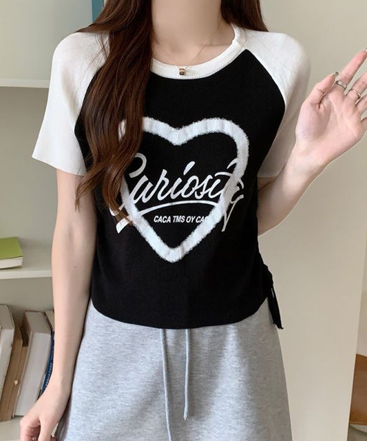 配色 ロゴプリント シャーリング ラグラン 半袖 Tシャツ
