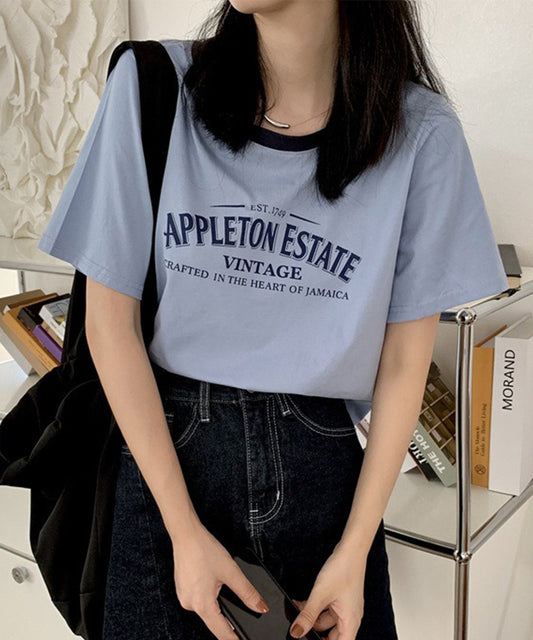 配色 ロゴプリント クルーネック 半袖 Tシャツ