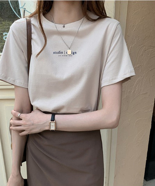 配色 ロゴプリント クルーネック 半袖 Tシャツ