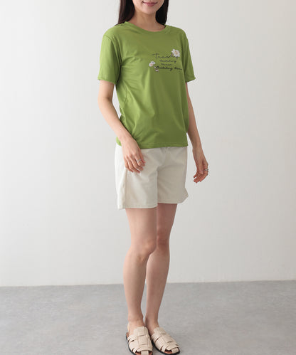 ロゴ フラワー プリント 半袖 Tシャツ