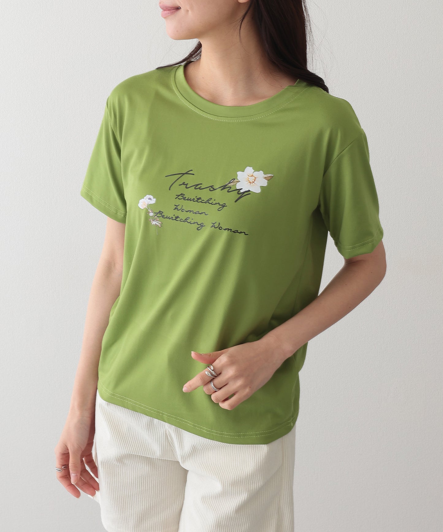 ロゴ フラワー プリント 半袖 Tシャツ
