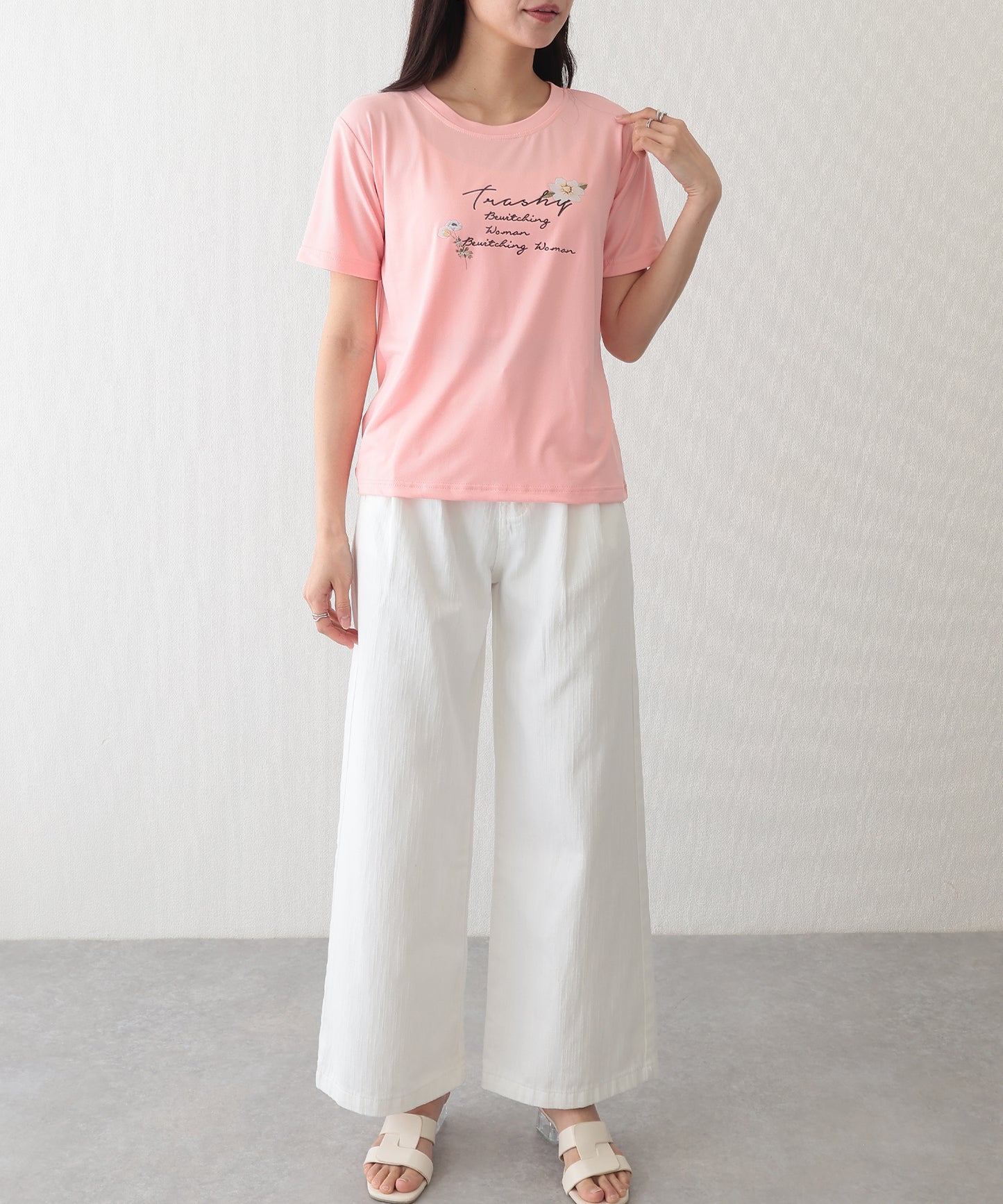 ロゴ フラワー プリント 半袖 Tシャツ