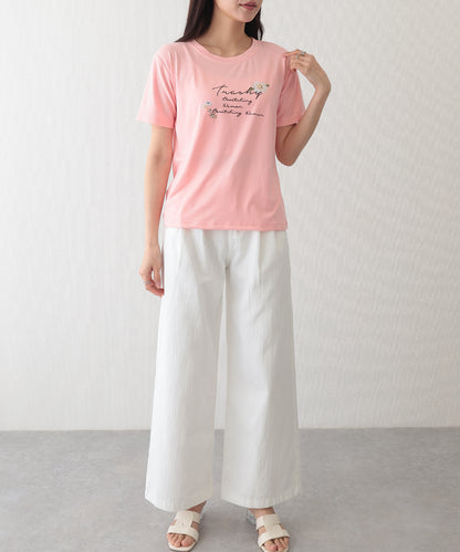 ロゴ フラワー プリント 半袖 Tシャツ