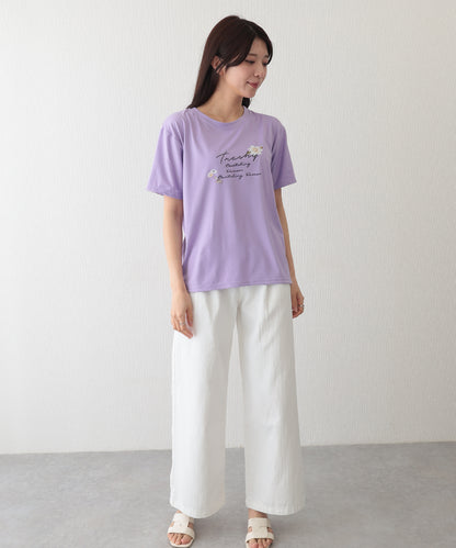 ロゴ フラワー プリント 半袖 Tシャツ