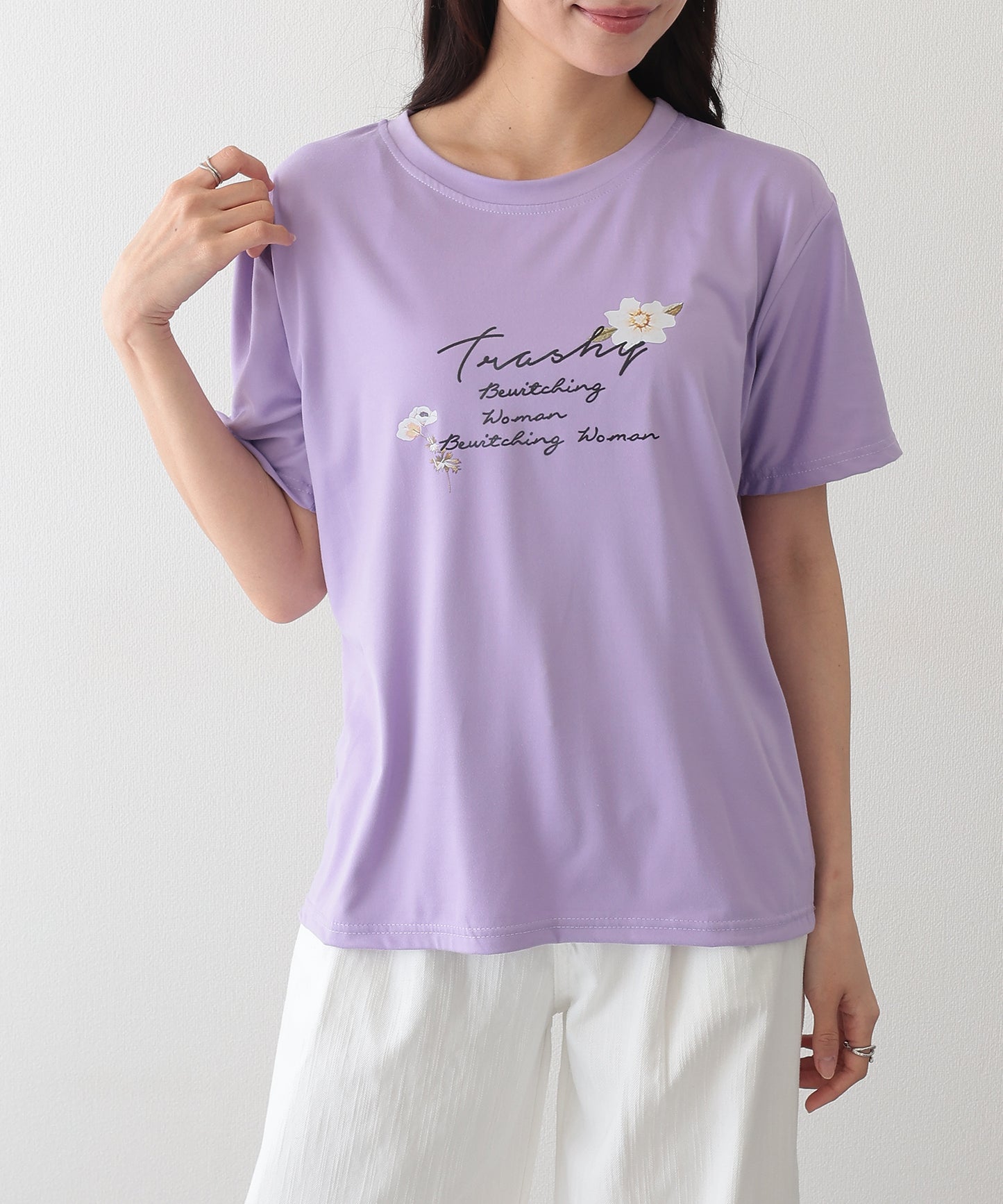 ロゴ フラワー プリント 半袖 Tシャツ
