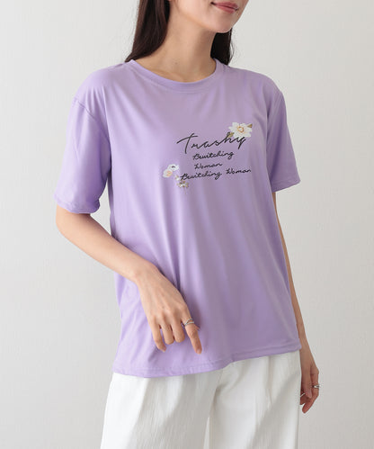 ロゴ フラワー プリント 半袖 Tシャツ