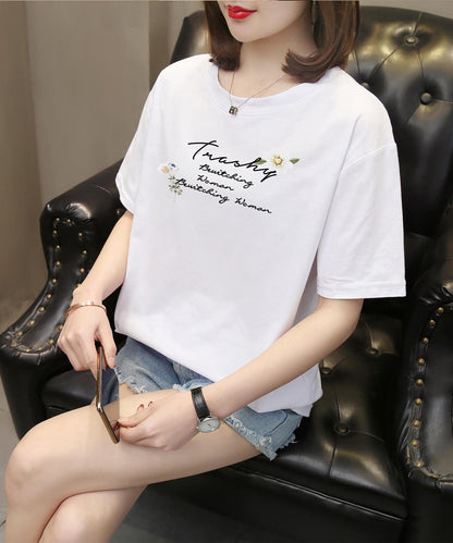 ロゴ フラワー プリント 半袖 Tシャツ
