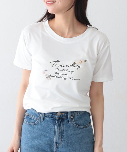ロゴ フラワー プリント 半袖 Tシャツ