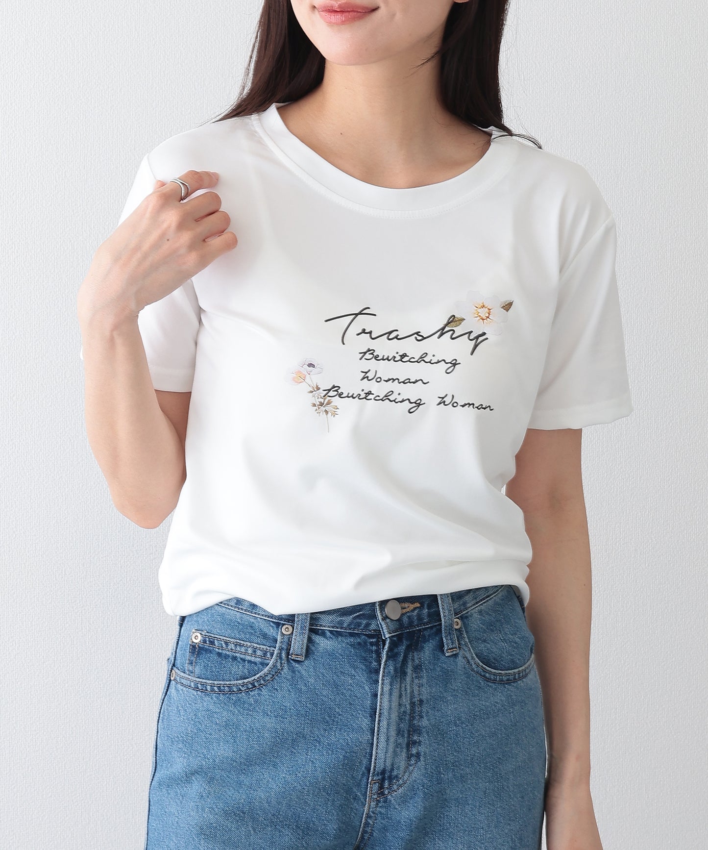 ロゴ フラワー プリント 半袖 Tシャツ