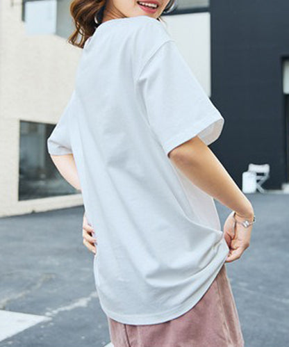 ロゴ ハート プリント クルーネック Tシャツ