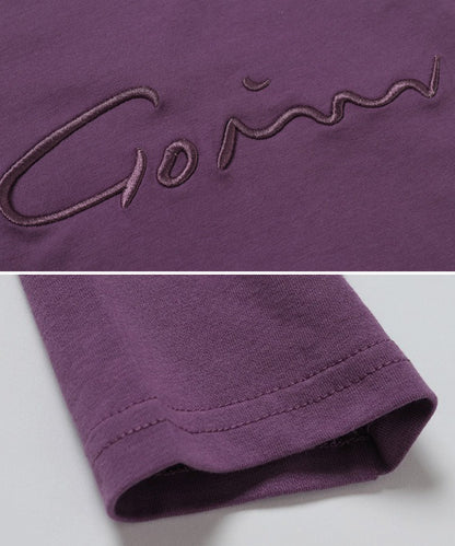 ロゴ 刺繍 クルーネック 半袖 Tシャツ