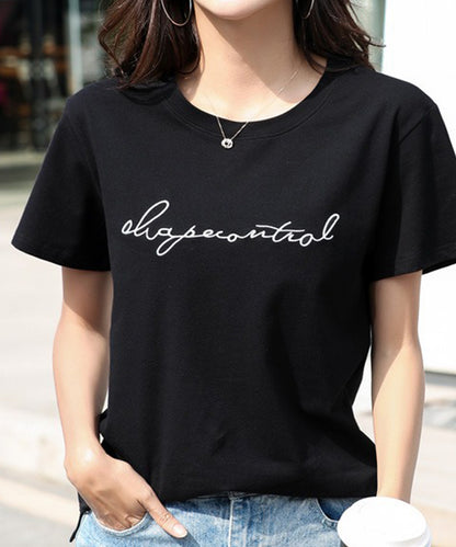 配色 ロゴ 刺繍 クルーネック Tシャツ
