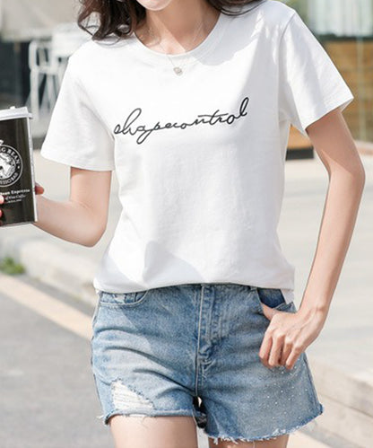 配色 ロゴ 刺繍 クルーネック Tシャツ