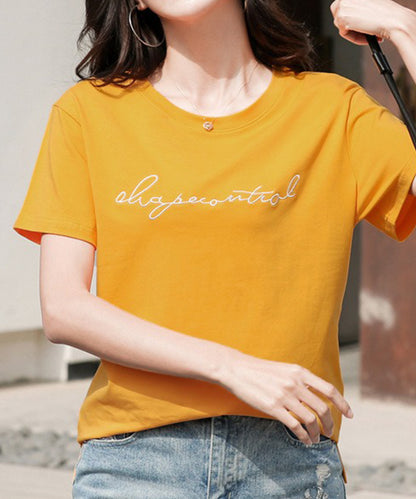 配色 ロゴ 刺繍 クルーネック Tシャツ