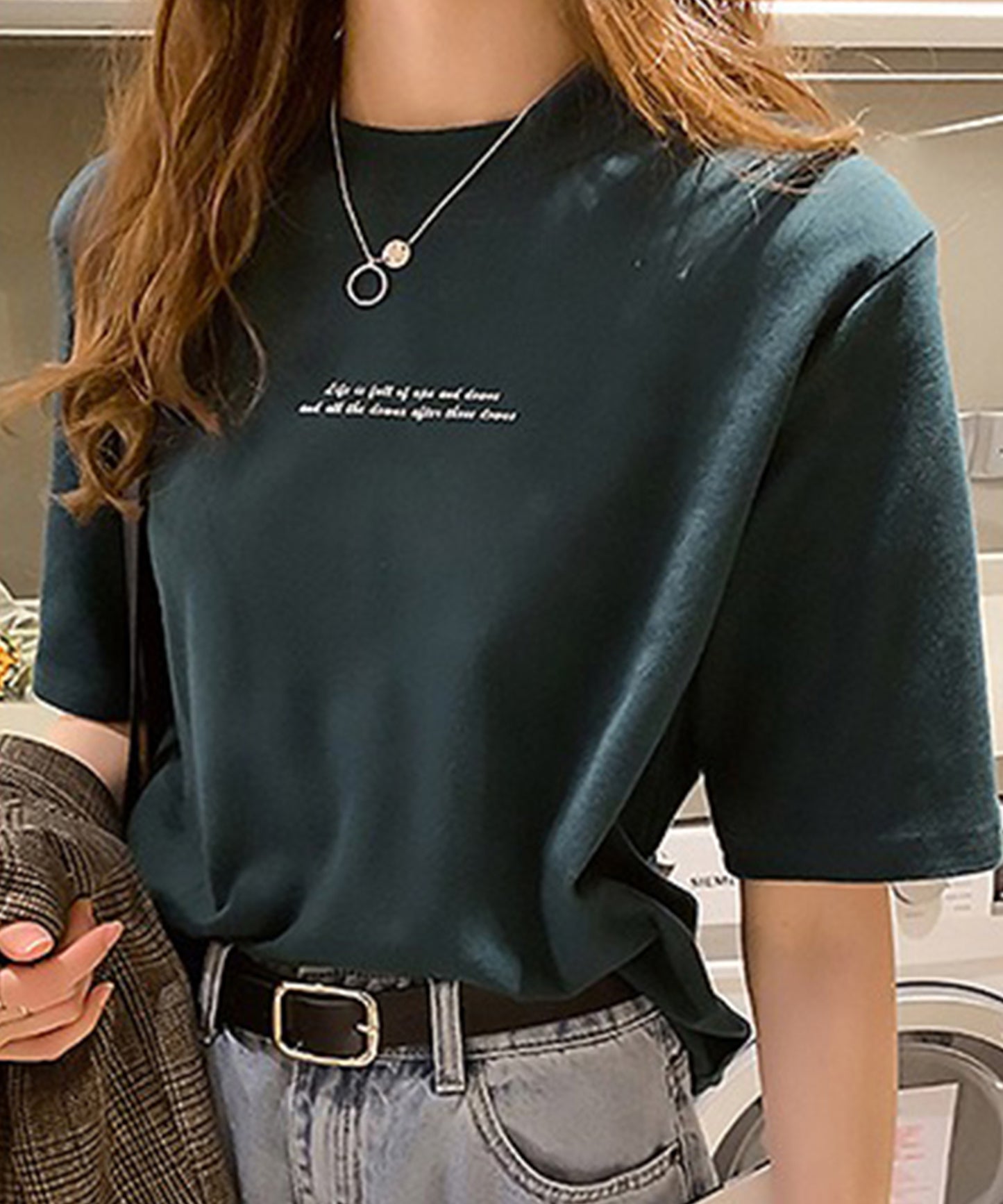 配色 ロゴプリント クルーネック 半袖 Tシャツ