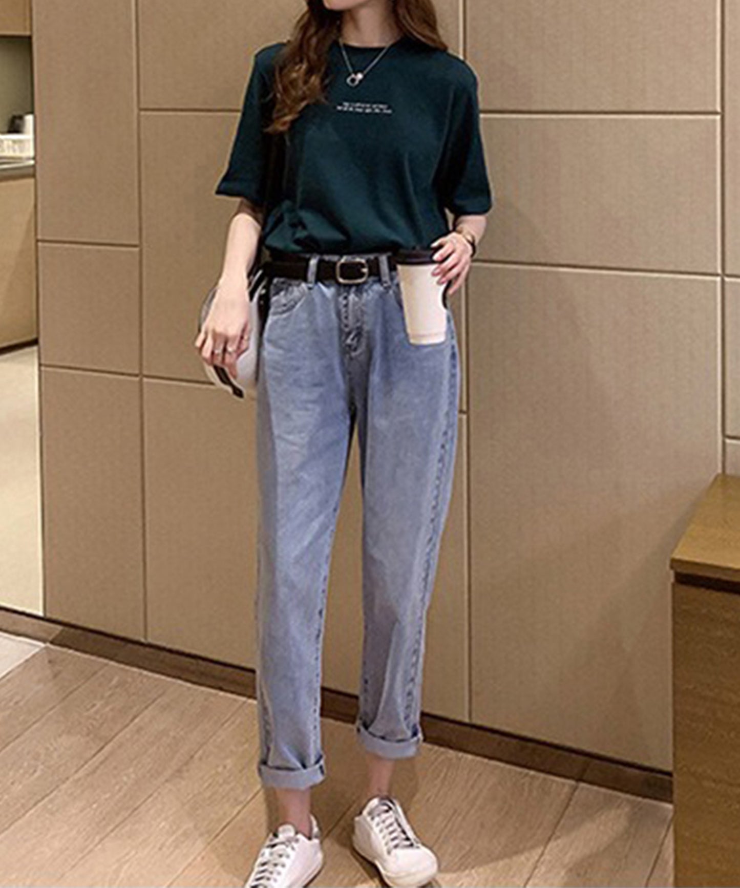 配色 ロゴプリント クルーネック 半袖 Tシャツ