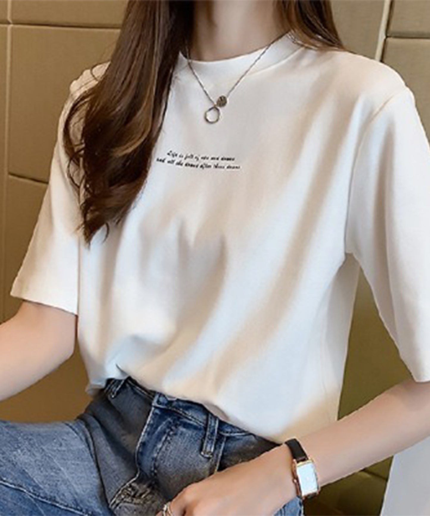 配色 ロゴプリント クルーネック 半袖 Tシャツ