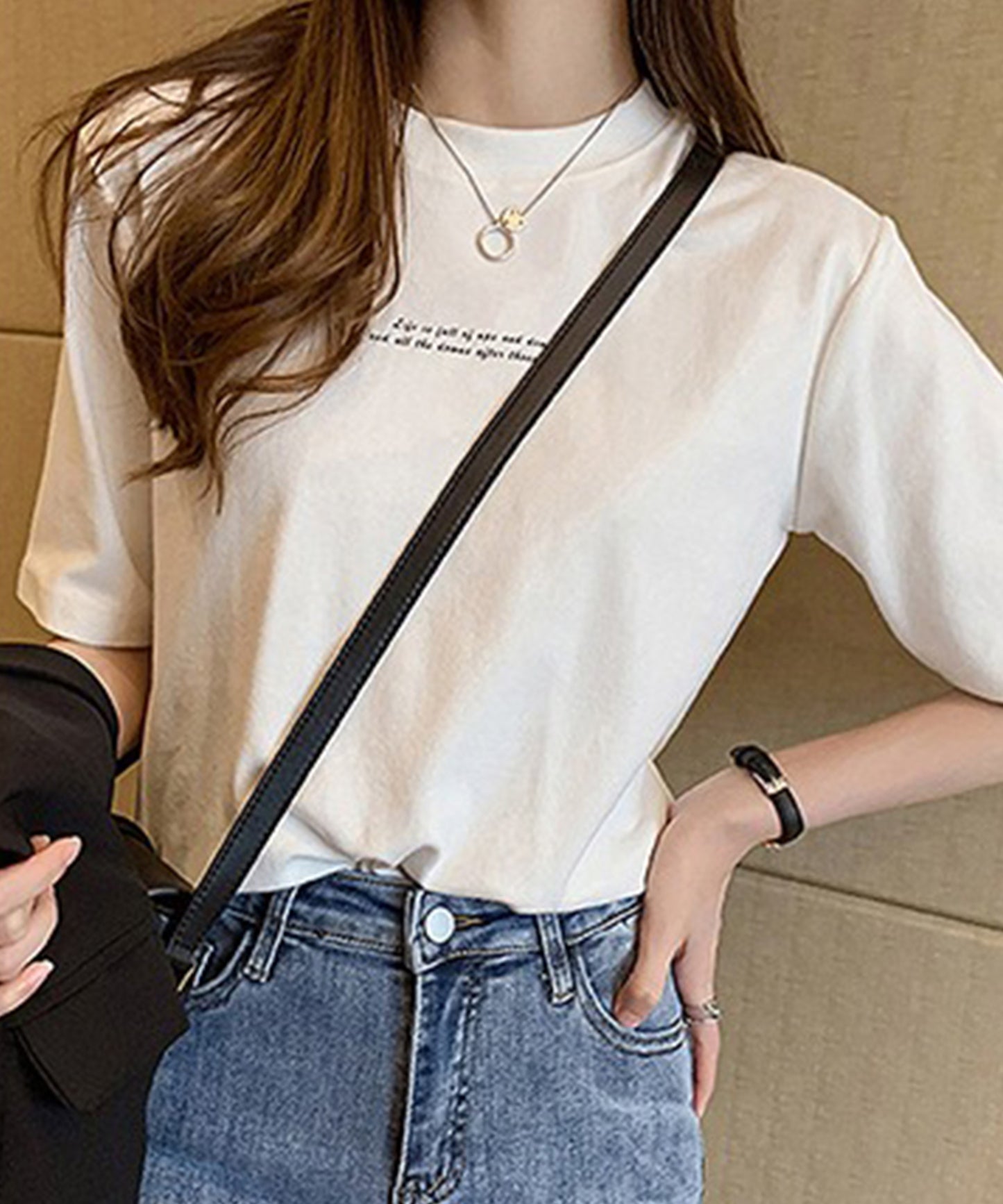 配色 ロゴプリント クルーネック 半袖 Tシャツ