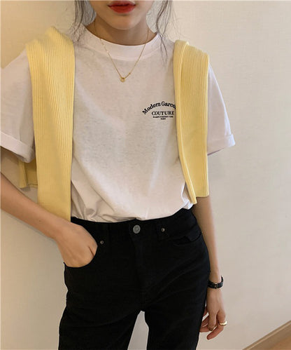 配色 ロゴ プリント クルーネック Tシャツ