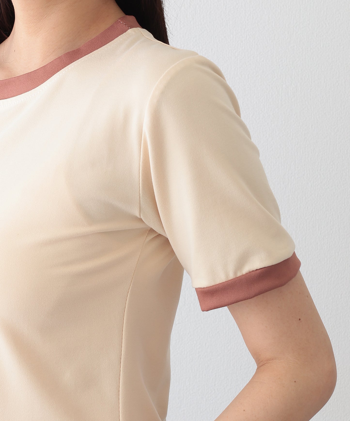 配色 プリント クルーネック 半袖 Tシャツ