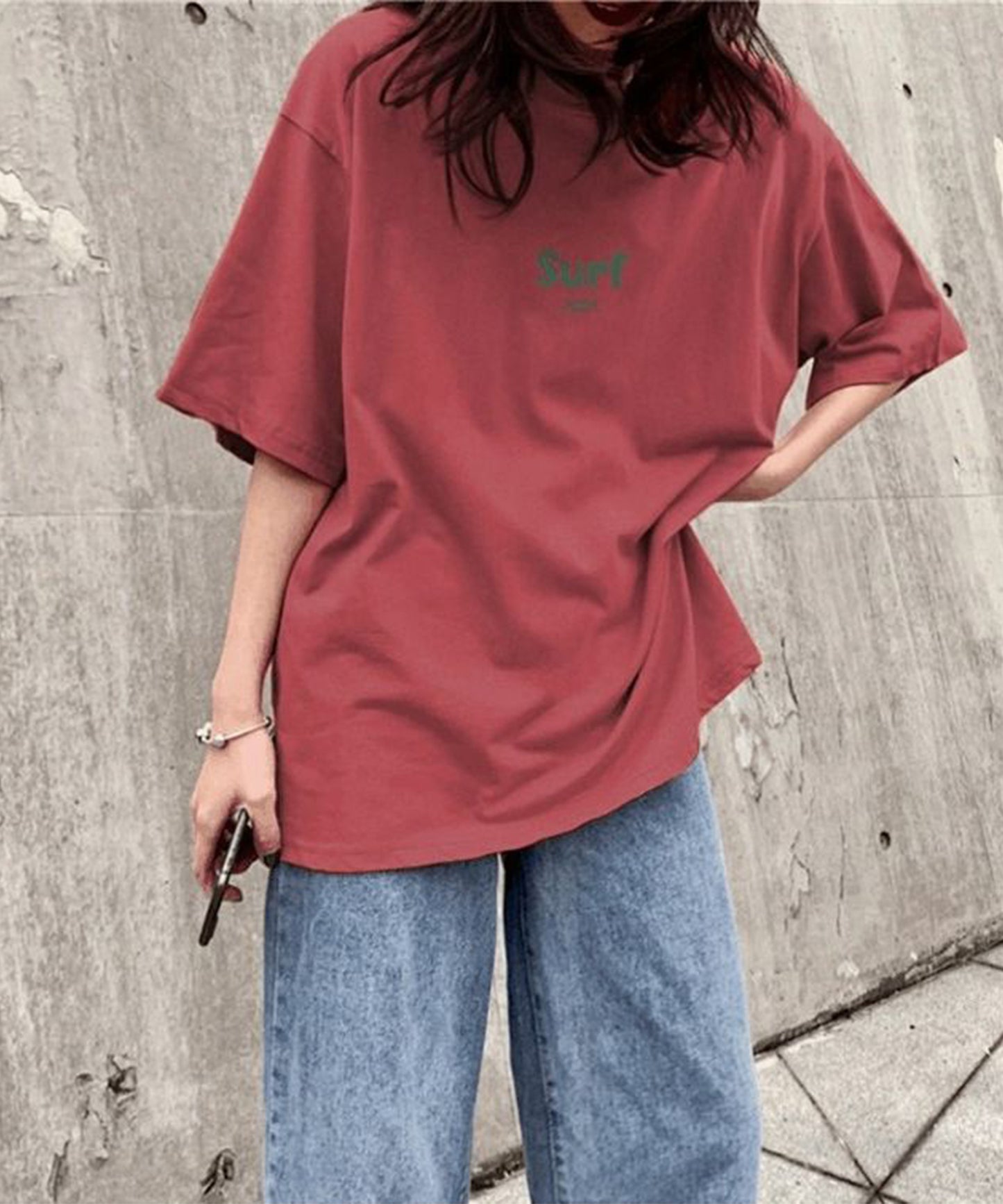 配色 ロゴ オーバーサイズ 半袖 Tシャツ