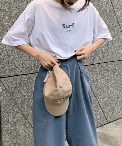 配色 ロゴ オーバーサイズ 半袖 Tシャツ