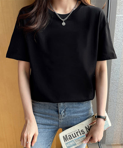 ベーシック 無地 クルーネック 半袖 Tシャツ