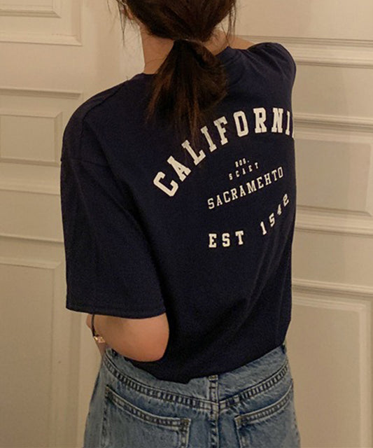 配色 ロゴ クルーネック 半袖 Tシャツ