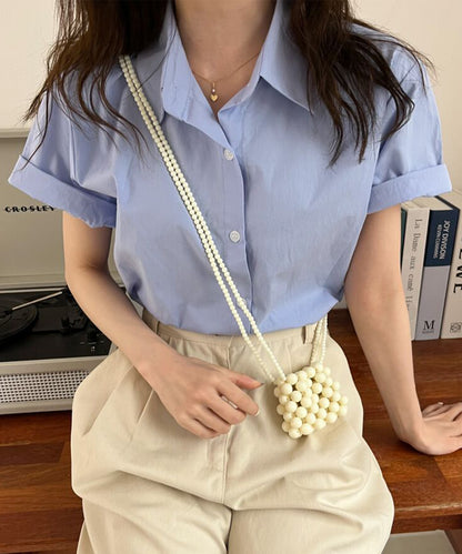 レギュラーカラー ロールアップ ベーシック 半袖 シャツ