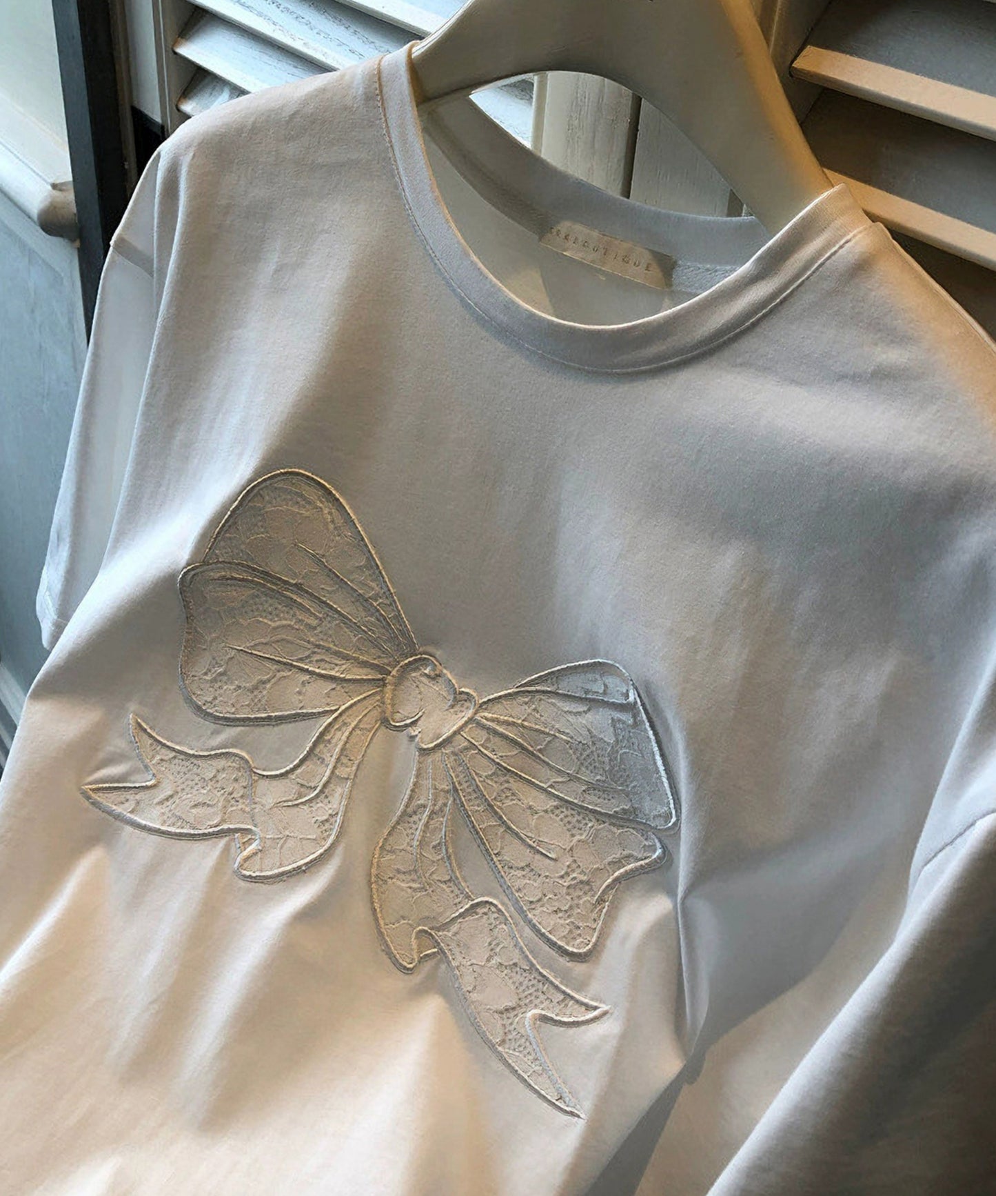 リボン 刺繍 オーバーサイズ 半袖 Tシャツ