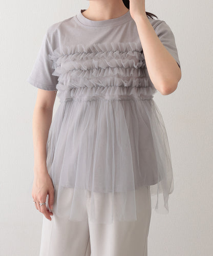チュール ビスチェ ドッキング 半袖 Tシャツ