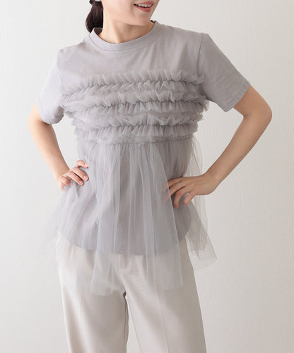 チュール ビスチェ ドッキング 半袖 Tシャツ