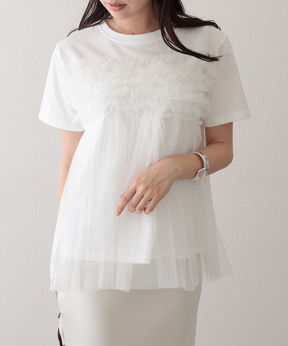 チュール ビスチェ ドッキング 半袖 Tシャツ
