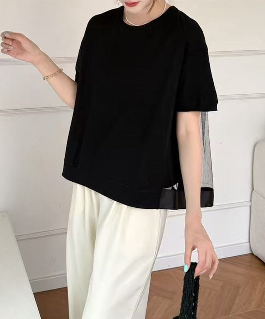 チュール レイヤード クルーネック 半袖 Tシャツ