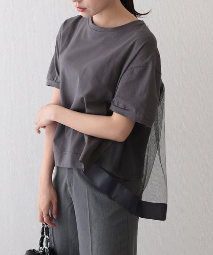 チュール レイヤード クルーネック 半袖 Tシャツ