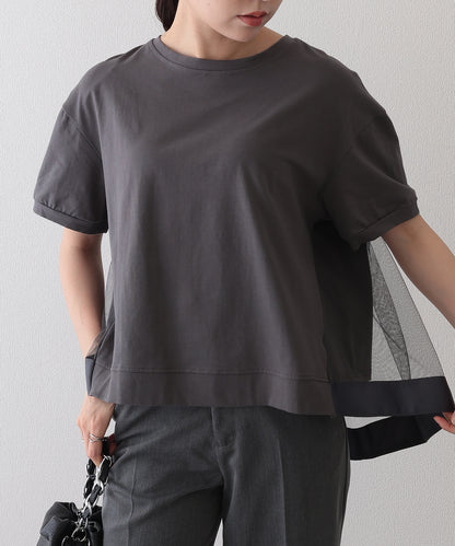 チュール レイヤード クルーネック 半袖 Tシャツ