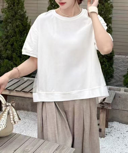 チュール レイヤード クルーネック 半袖 Tシャツ