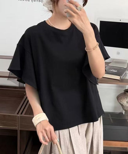 フリルショルダー チュール ドッキング オーバーサイズ 半袖 Tシャツ
