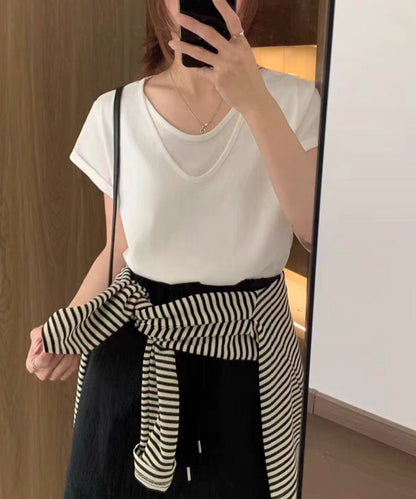 ドッキング デザイン 袖ロールアップ 半袖 Tシャツ