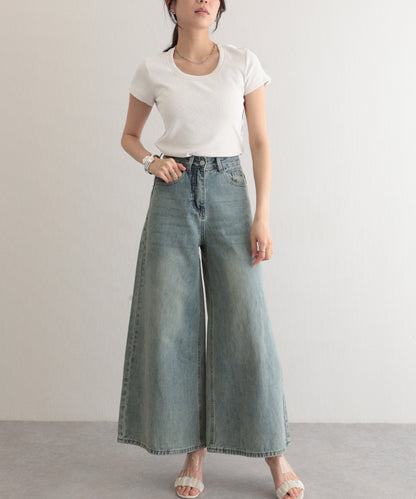 ラウンドネック バック カットアウト 半袖 Tシャツ