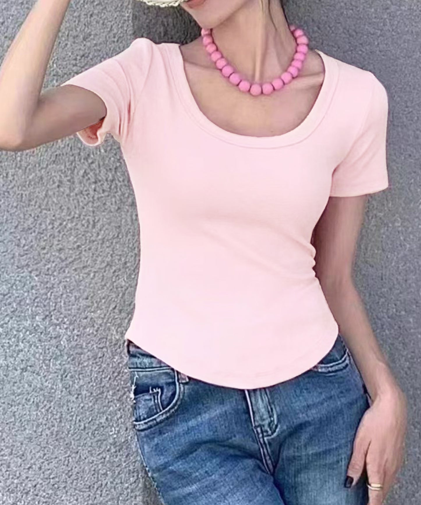 ラウンドネック ベーシック 半袖 Tシャツ トップス