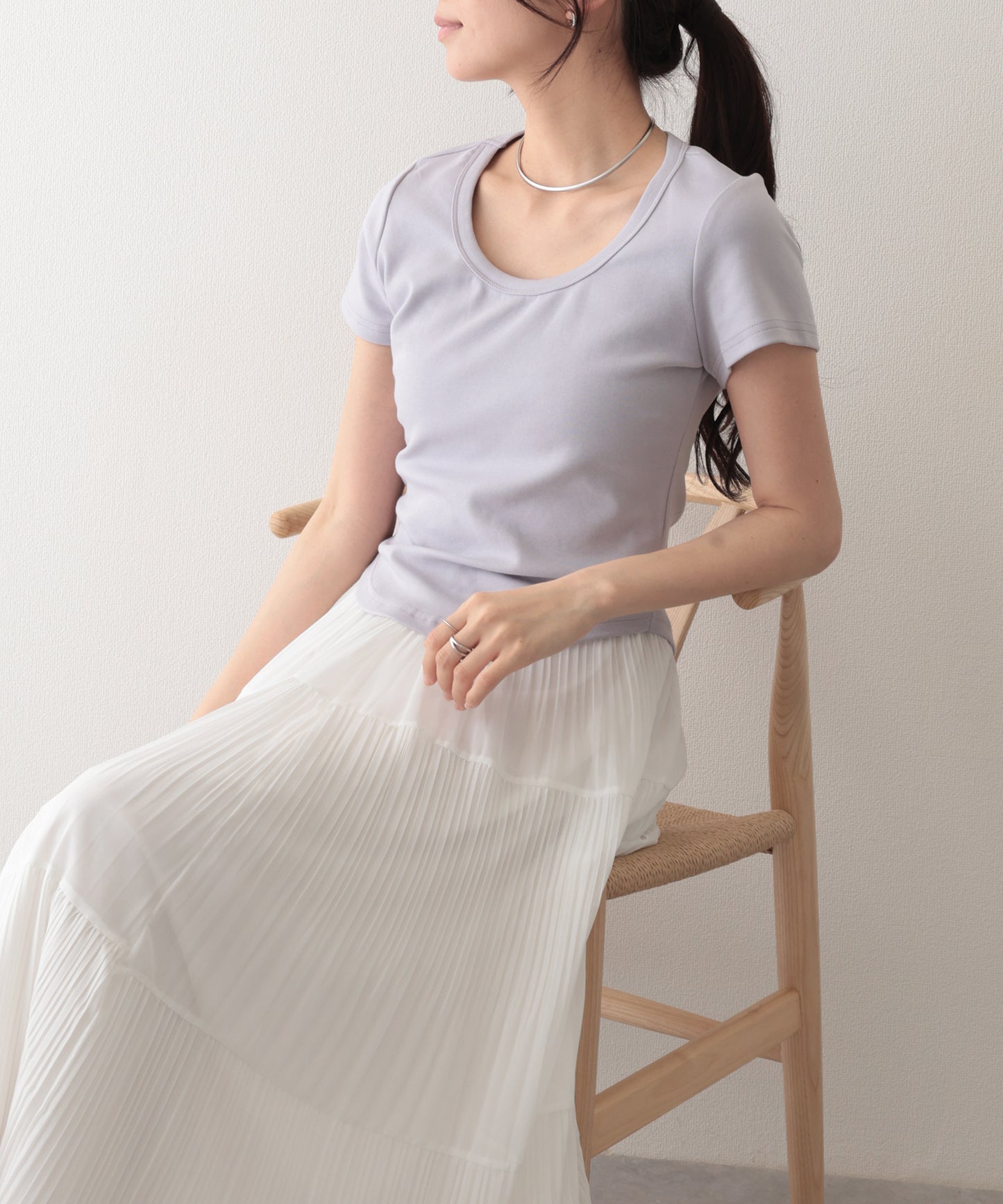 ラウンドネック ベーシック 半袖 Tシャツ トップス