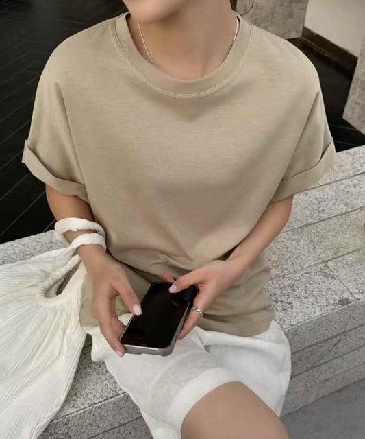 クルーネック ロールアップ オーバーサイズ 半袖 Tシャツ