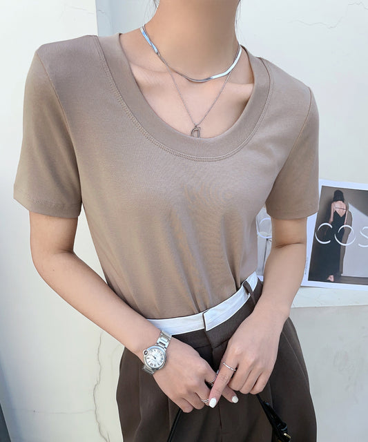 ラウンドネック ベーシック タイト 半袖 Tシャツ