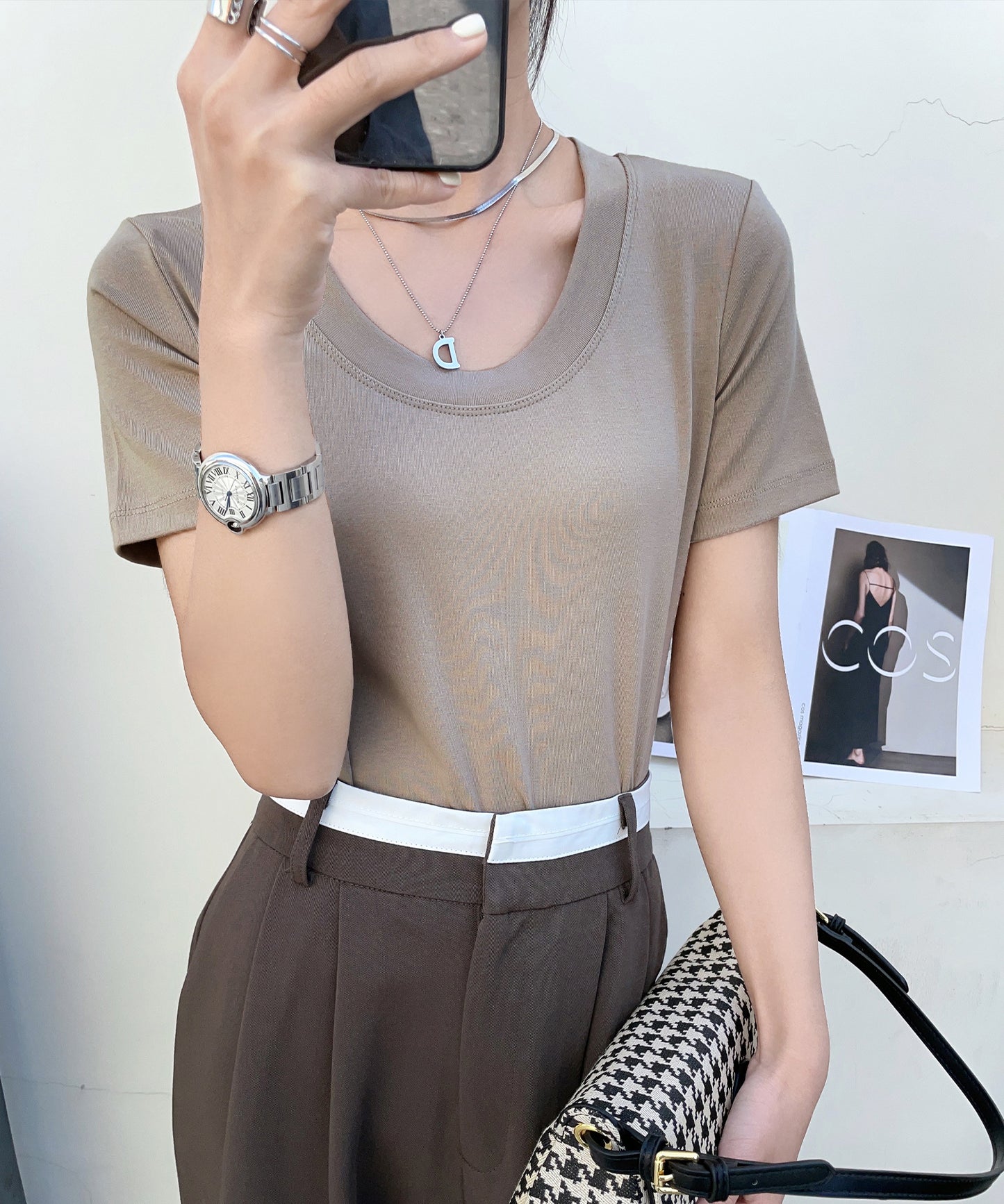 ラウンドネック ベーシック タイト 半袖 Tシャツ