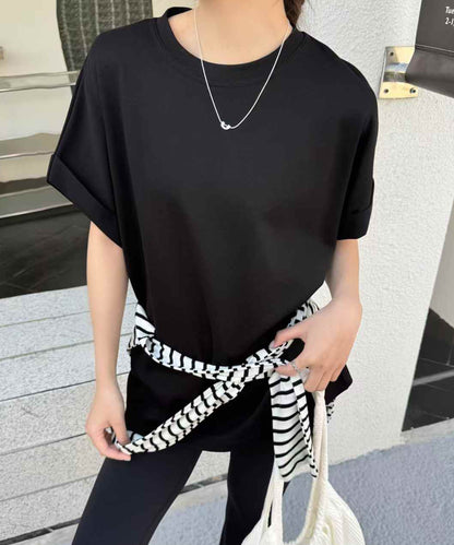 クルーネック ロールアップ オーバーサイズ 半袖 Tシャツ